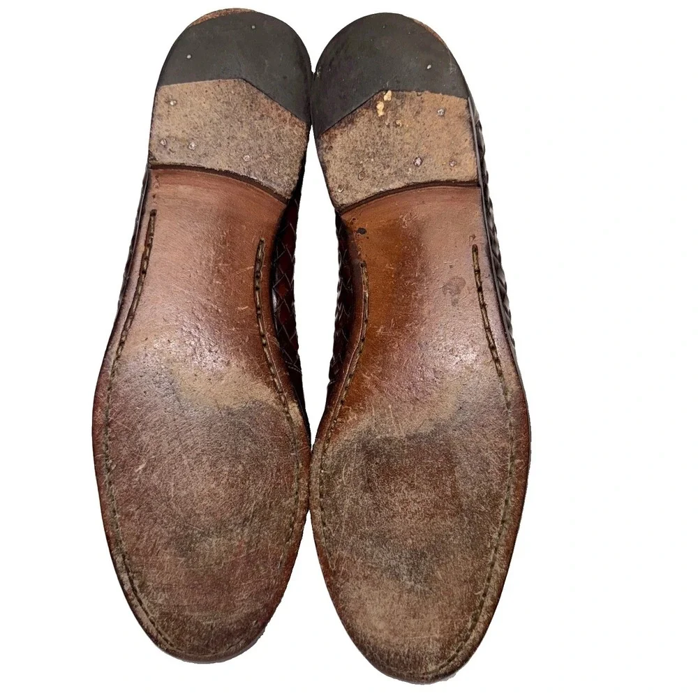 Cole Haan Bragano Loafers Mens 11 N Brown Woven Leather Tassel Made in Italy